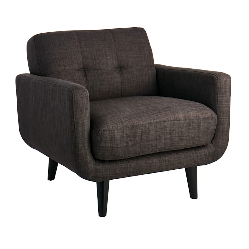 Accent Chair Rolled Back Button Tufted Transitional