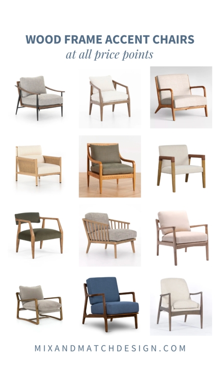 Accent Chair Roundup: Curated Wood Frames with Varied Upholstery
