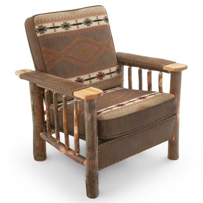 Accent Chair Rustic Log Bark On Wood Ladder Back Cabin Style
