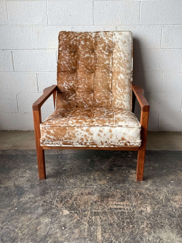 Accent Chair, Salt and Pepper Upholstery. Mid-Century Modern Ranch Chair.