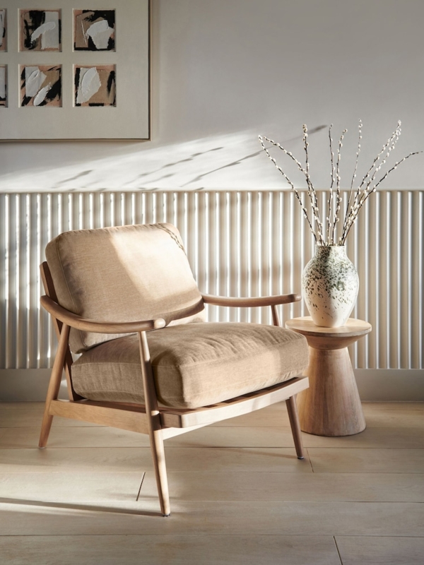 Accent Chair Scandinavian Armless Chenille Texture Light Wood Frame