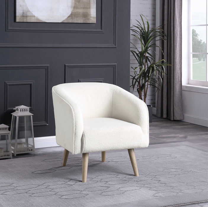 Accent Chair Scandinavian Sherpa Barrel Style with Tapered Legs