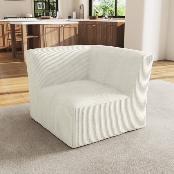Accent Chair Sculptural Boucle in Off-White Low Profile Lounge
