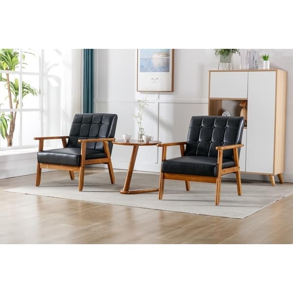 Accent Chair Set Charcoal Grey Open Wood Frame Tapered Legs