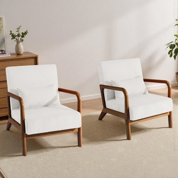 Accent Chair Set, Mid-Century Modern, Tapered Legs, Lumbar Pillow