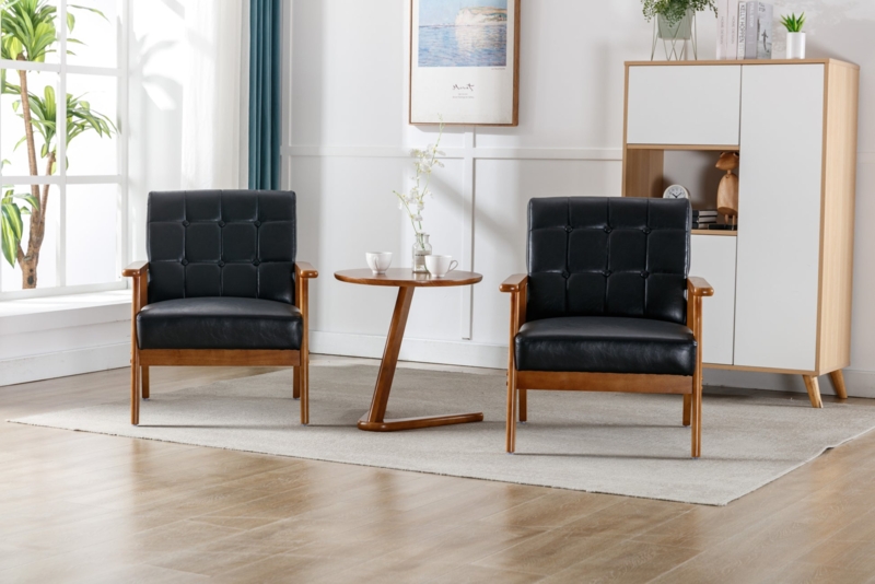 Accent Chair Set Sculptural Wood Frame Grey Fabric Tapered Legs