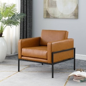 Accent Chair Slim Black Metal Frame Industrial Armchair