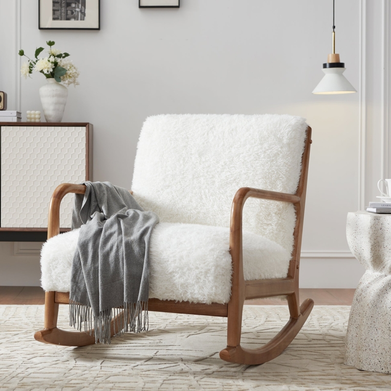 Accent Chair Slim Sherpa Barrel Back with Black Metal Legs