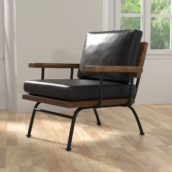 Accent Chair Sling Seat Sled Base Armrest Wraps Tan Metal Frame