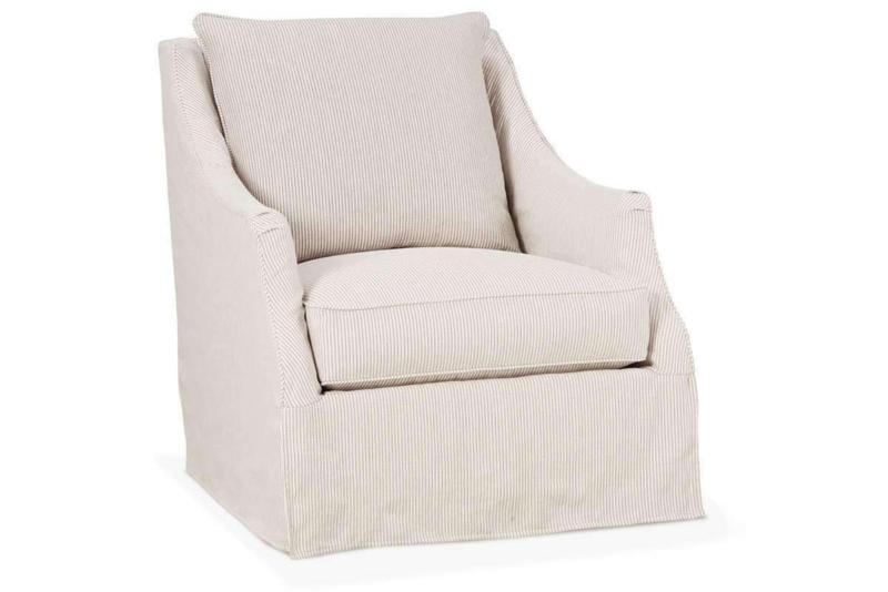 Accent Chair Slipcovered Swivel Narrow Track Arms