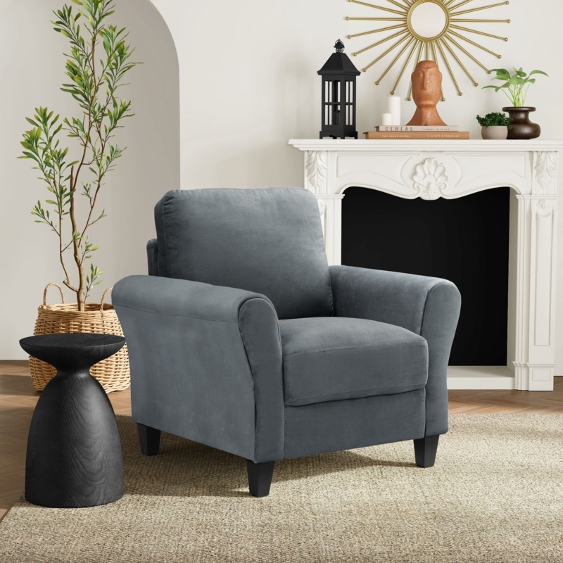 Accent Chair Soft Structure Low Profile Dark Gray Cozy Lounge