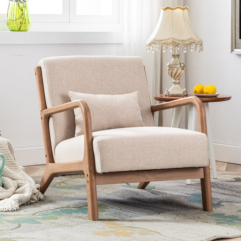 Accent Chair, Splayed Legs, Cream Woven Fabric. Cream Fabric Lounge Chair.