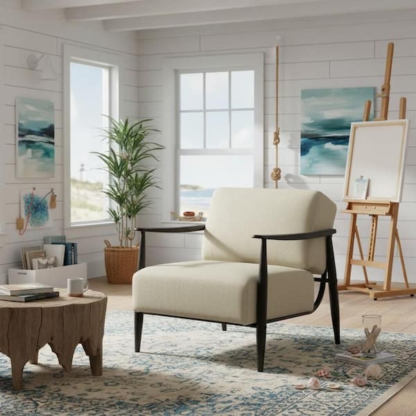 Accent Chair Square Pine Arms Espresso Fabric Slanted Rear Legs