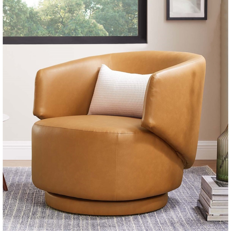 Accent Chair Swivel Base Channel Tufted Low Profile Swivel Base Chair
