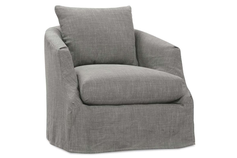 Accent Chair Swivel Base Narrow Track Arms Slipcover