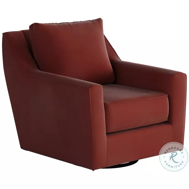 Accent Chair Swivel Glider Vibrant Red Upholstery Modern Armchair