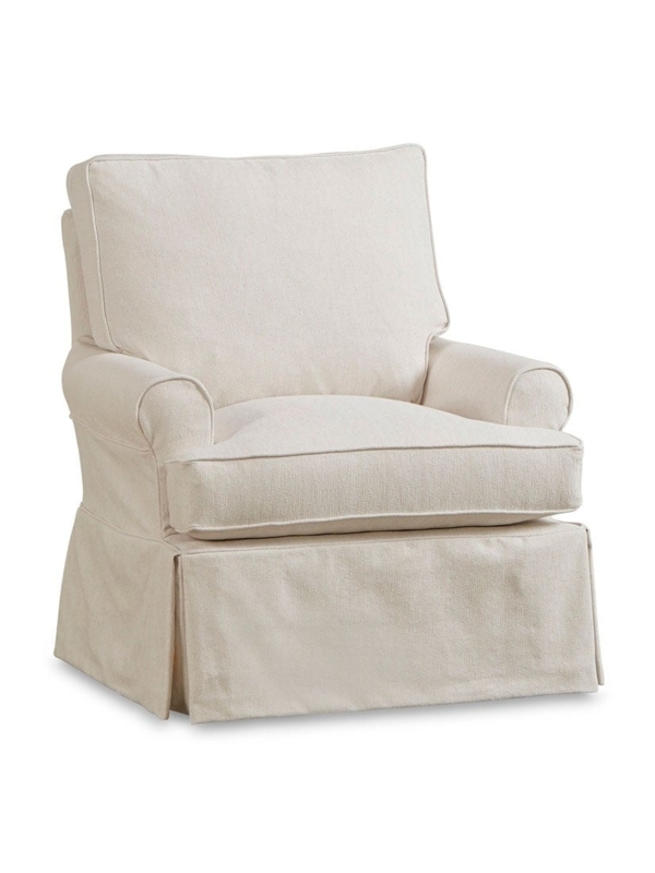 Accent Chair Tall Back Slipcovered Skirt Coastal