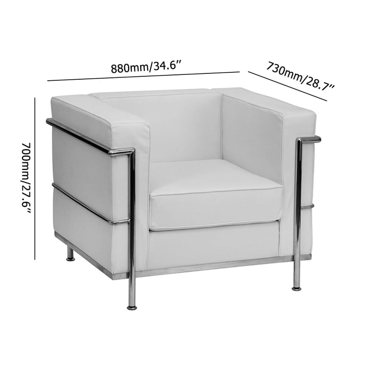 Accent Chair Tan Leather-Like Armless Continuous Tubular Frame