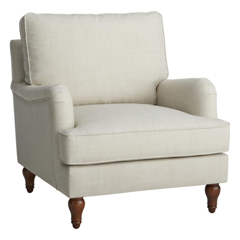 Accent Chair, Taupe Channel Tufted Wingback with Nailhead Trim