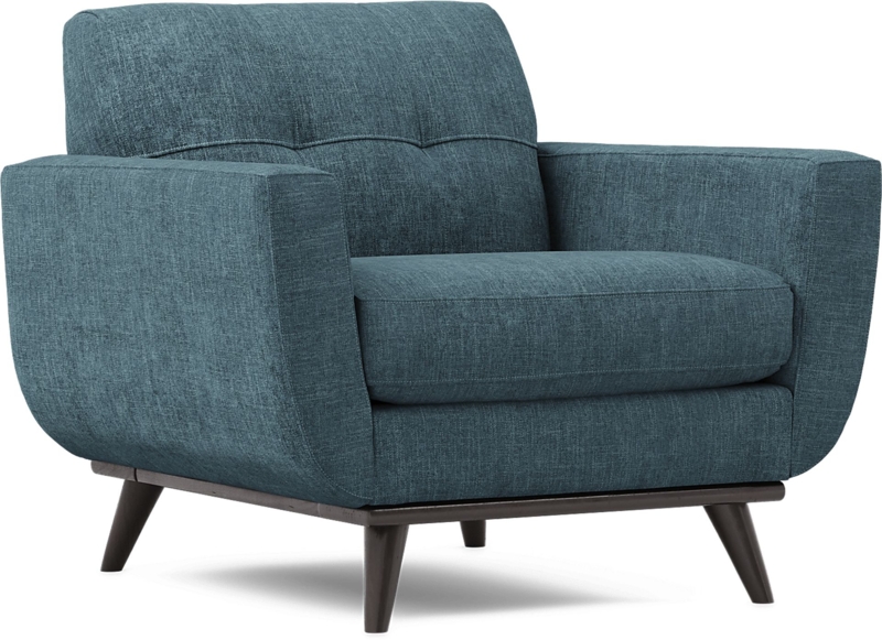 Accent Chair Teal Chenille Flared Silhouette Wood Legs Contemporary