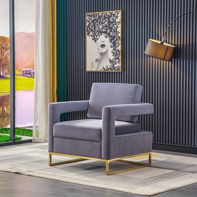 Accent Chair Teal Velvet Polished Gold X-Base Channel Tufting