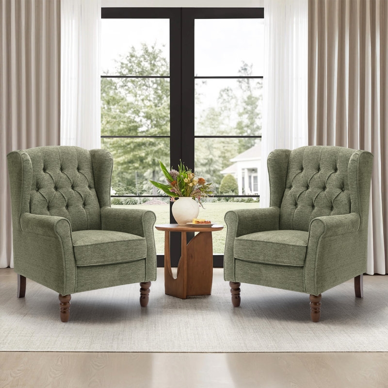 Accent Chair Teal Wingback Button Tufted Glamorous Living Room Seating