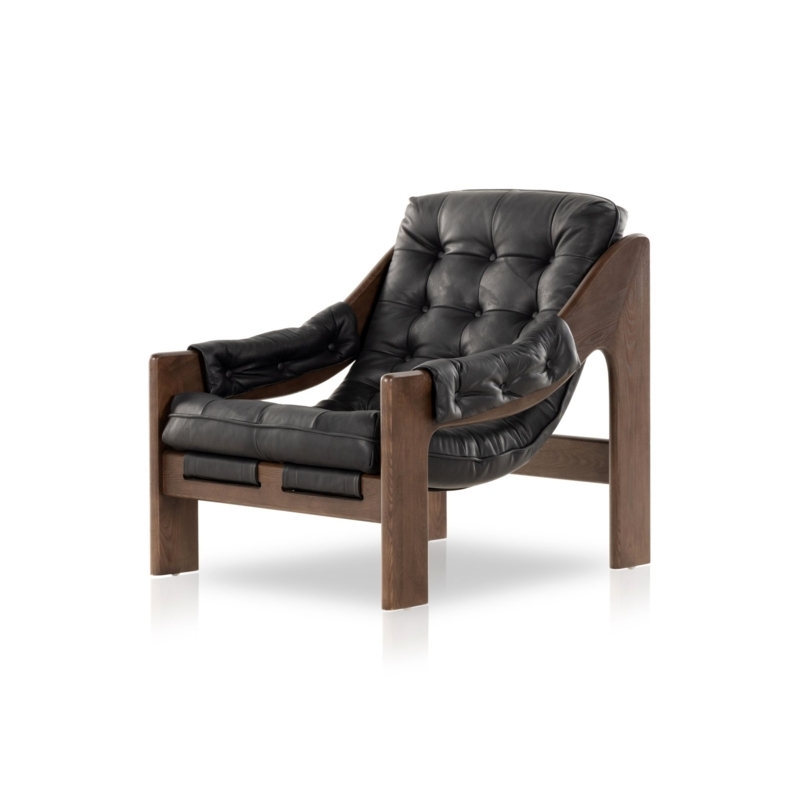 Accent Chair Textured Weave Curved Back Tapered Legs Charcoal
