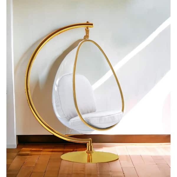 Accent Chair Transparent Shell Suspended Design Chrome Stand Minimalist