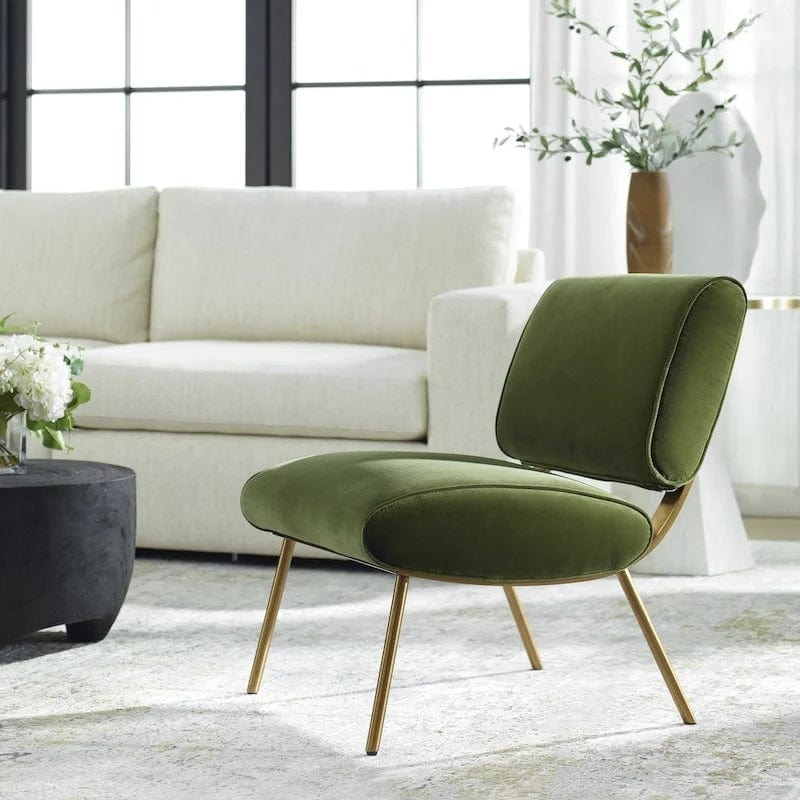 Accent Chair Velvet Geometric Gold Frame Lounge Seating