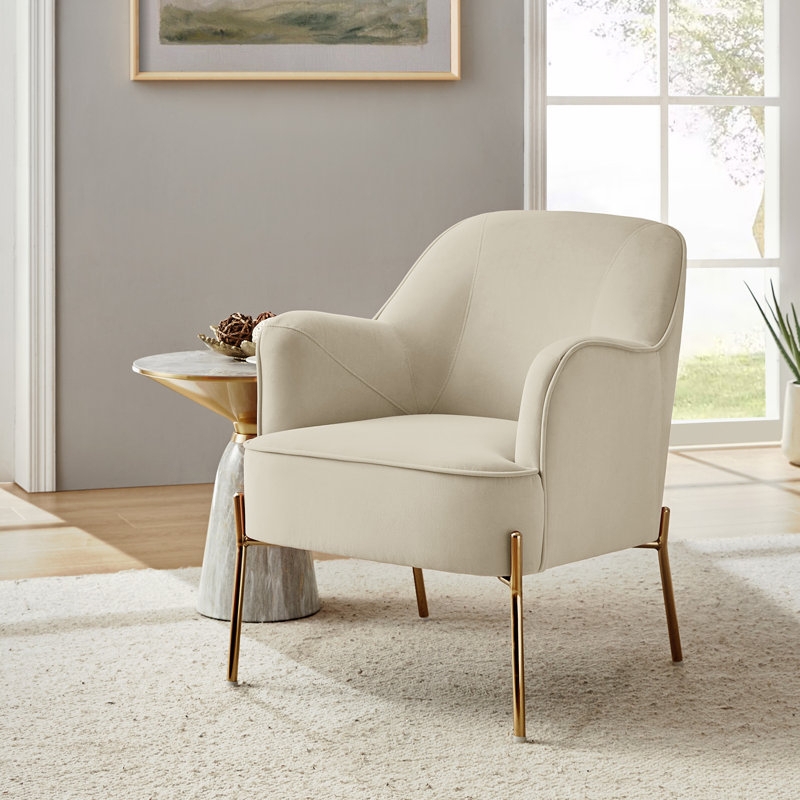 Accent Chair Velvet Upholstery Gold Legs Contemporary Styling