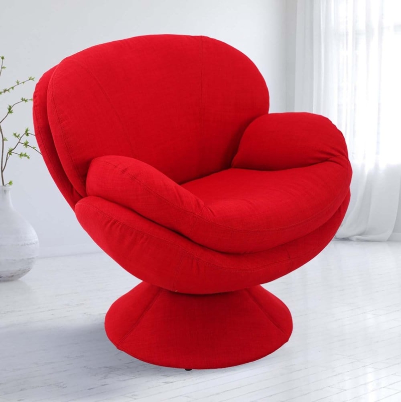 Accent Chair Vertical Channel Stitching Circular Base Low Profile