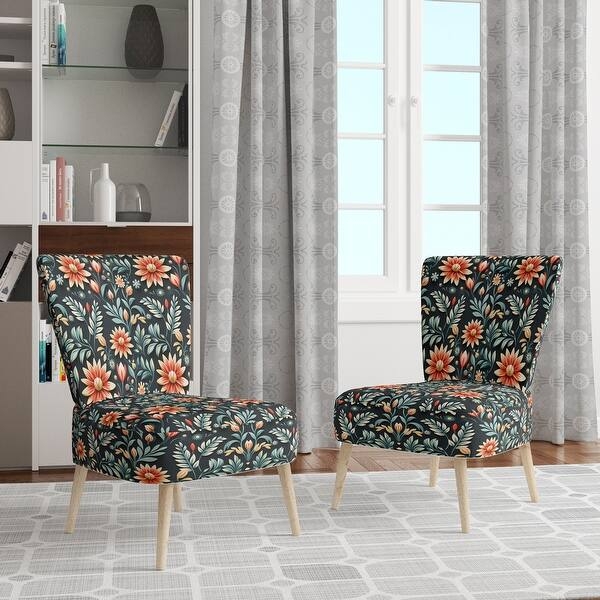 Accent Chair Vibrant Green Tribal Damask Armless Slipper Seat