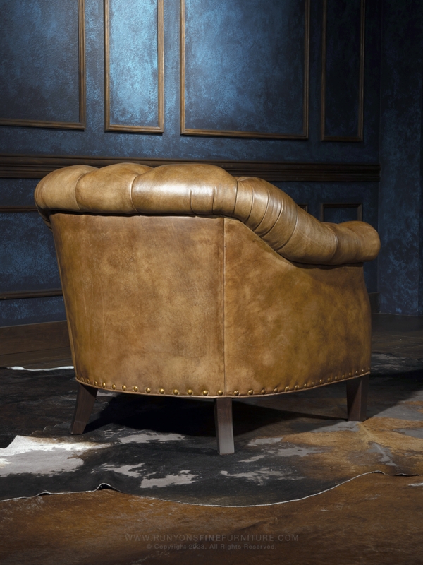 Accent Chair Vintage Chesterfield Leather-Like Burnished Finish
