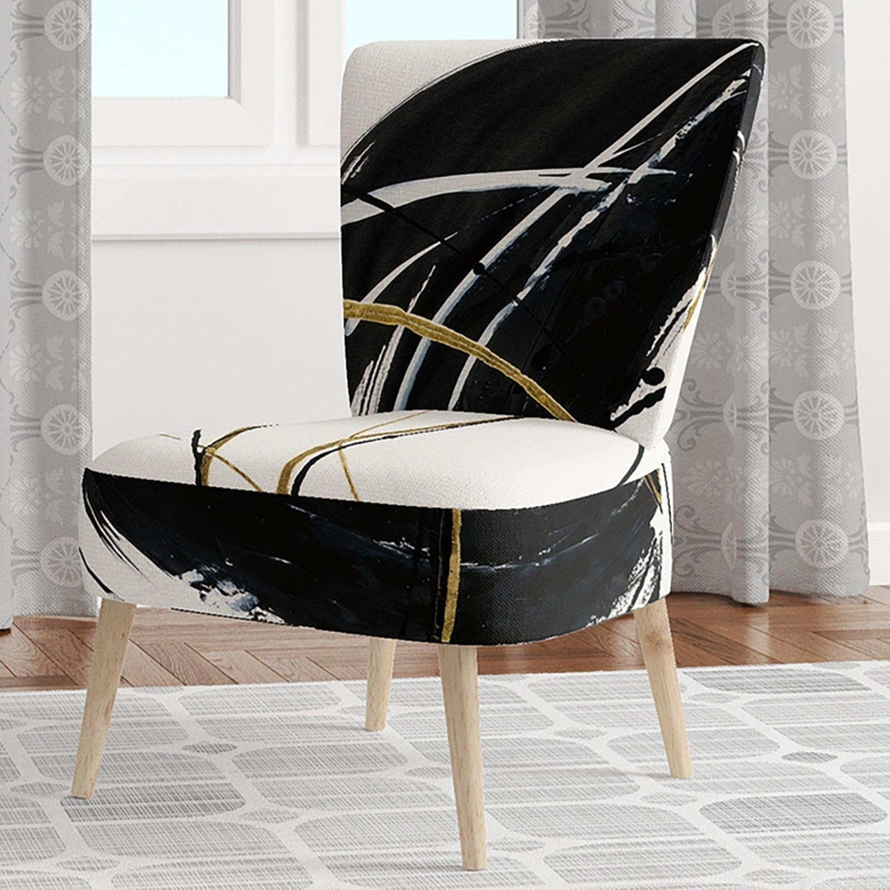 Accent Chair White Upholstery Gold Metal Interlocking Ring Frame