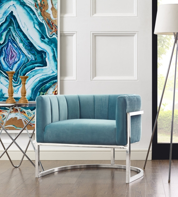 Accent Chair White Velvet Petal Silhouette Silver Swivel Base