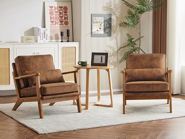 Accent Chair Wide Armrests Bronzing Cloth Mid-Century Modern Reading Nook