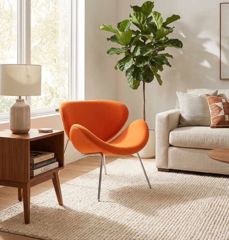 Accent Chair Winged Back Sculptural Textured Fabric Wood Legs