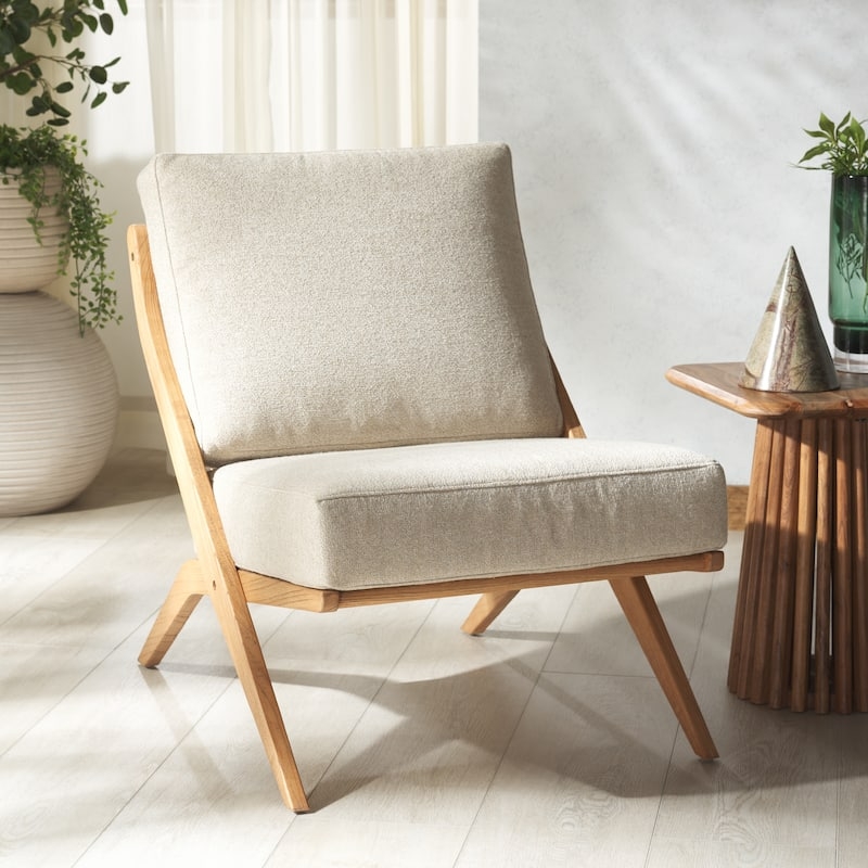 Accent Chair with Angled Black Frame and High Contrast Cushions