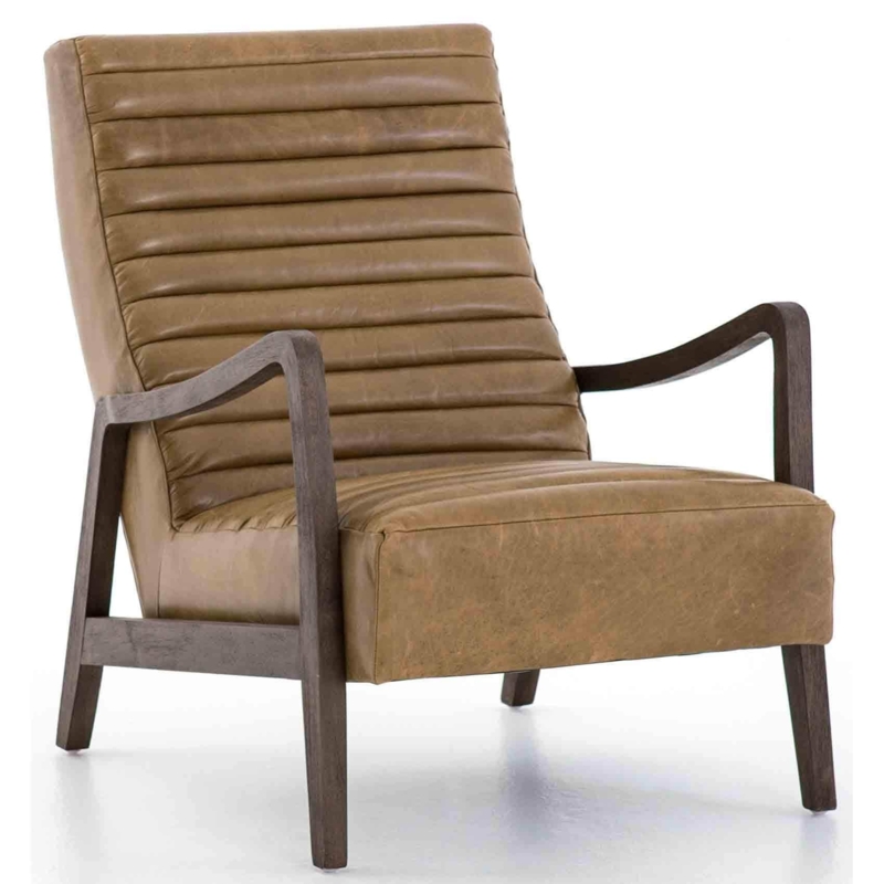 Accent Chair with Black Metal Sled Base and Warm Taupe Faux Leather