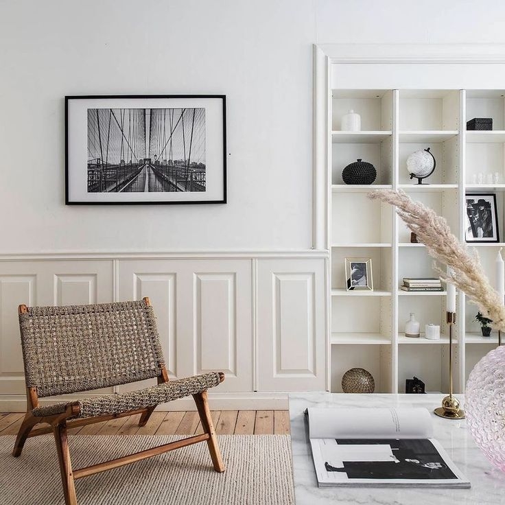 Accent Chair with Black Sled Base and Textured Beige Upholstery
