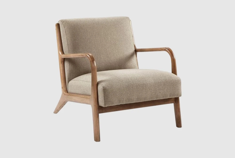 Accent Chair with Button Tufted Back, Track Arms and Dark Tapered Legs