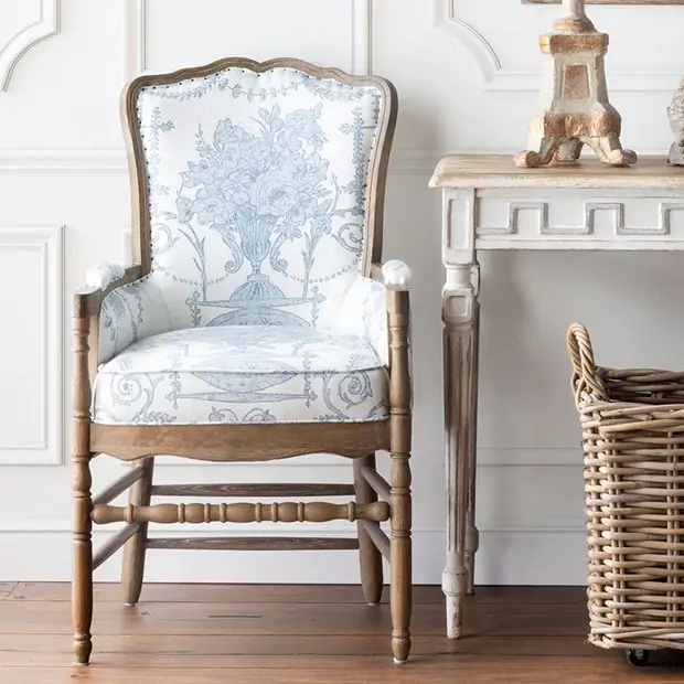 Accent Chair with Carved Floral Motifs and Fluted Cabriole Legs
