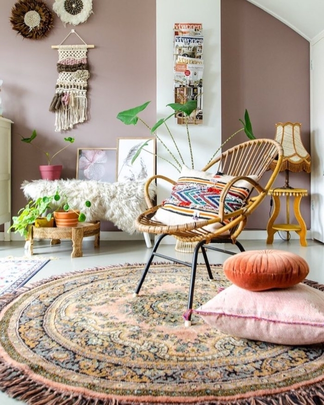 Accent Chair with Circular Silhouette, White Woven Rattan Boho
