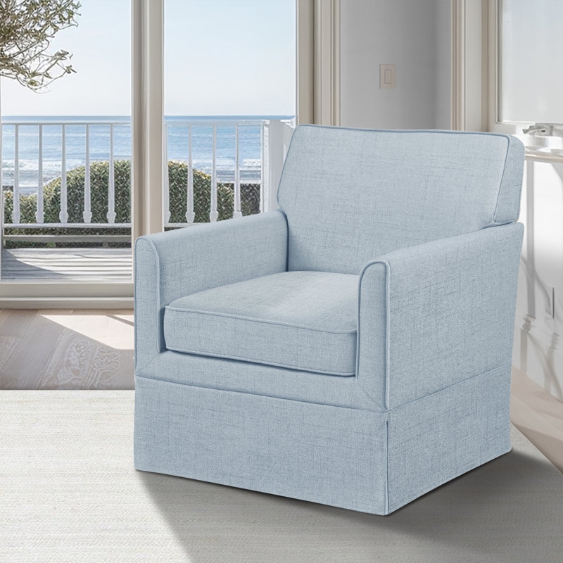 Accent Chair with Cream Slipcover, Track Arms & Tailored Skirt