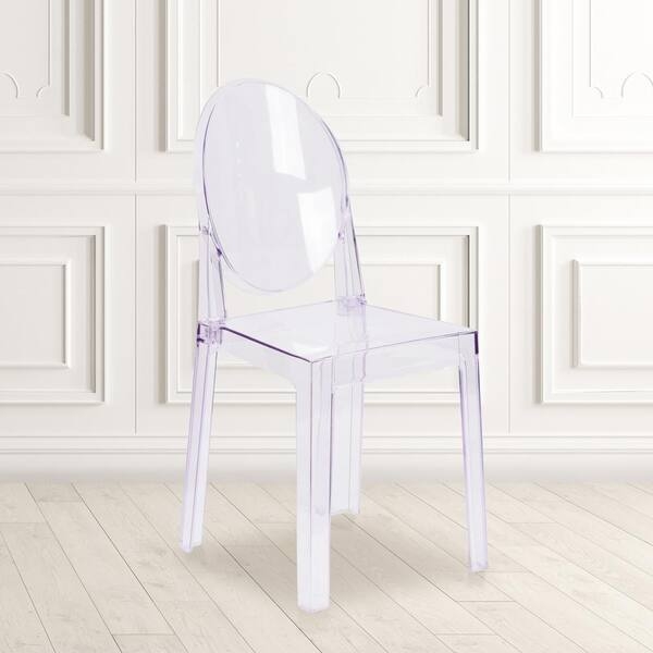 Accent Chair with Glossy Transparent Molded Frame and Medallion Back