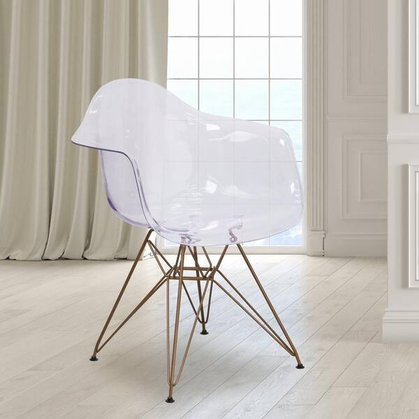 Accent Chair with Medallion Back and Tapered Square Legs, Clear Acrylic