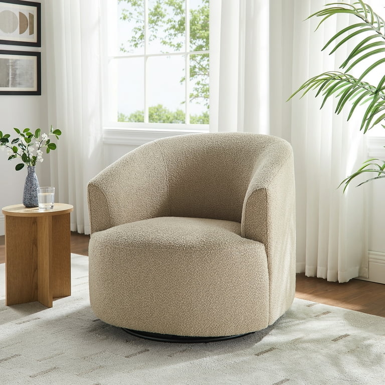 Accent Chair with Nubby Boucle Texture and Swivel Barrel Silhouette