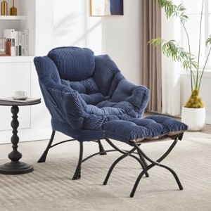 Accent Chair with Ottoman Diamond Tufted Side Pocket