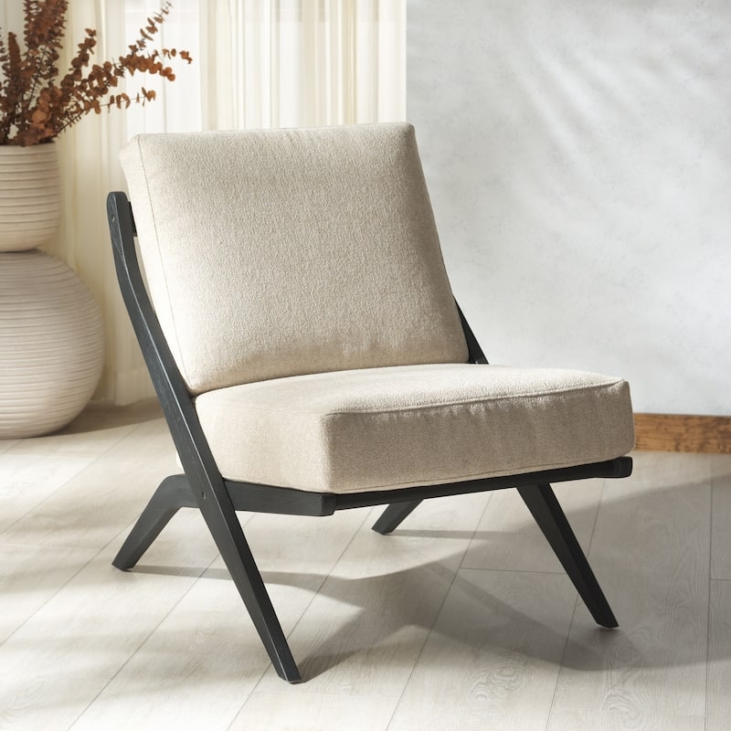 Accent Chair with Spindled Back and Low-Slung Silhouette in White