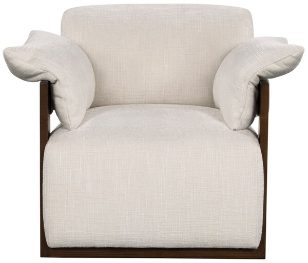 Accent Chair with Wishbone Style Frame and Curved Backrest in Light Gray